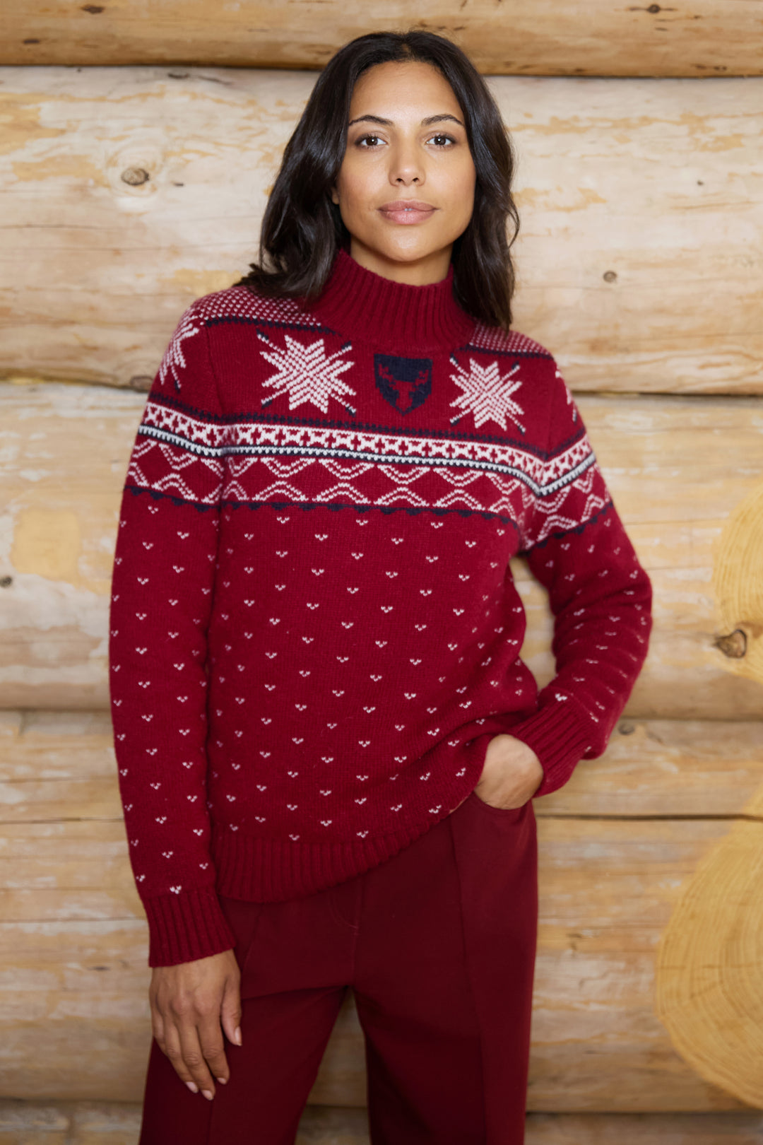 High Neck Wool Blend Fairisle Jumper