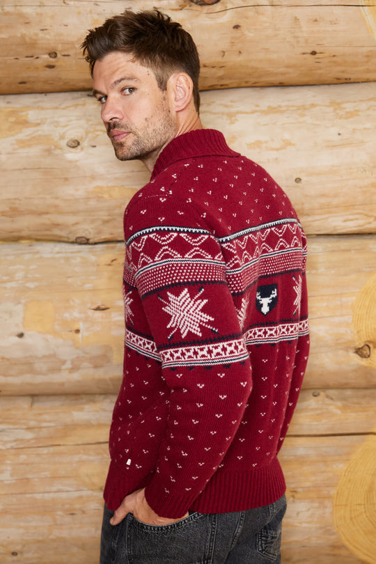 Shawl Neck Wool Blend Mens Jumper