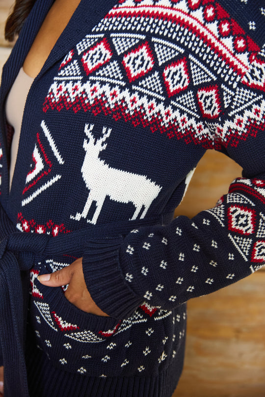 Shawl Neck Chunky Fairisle Cotton Cardigan