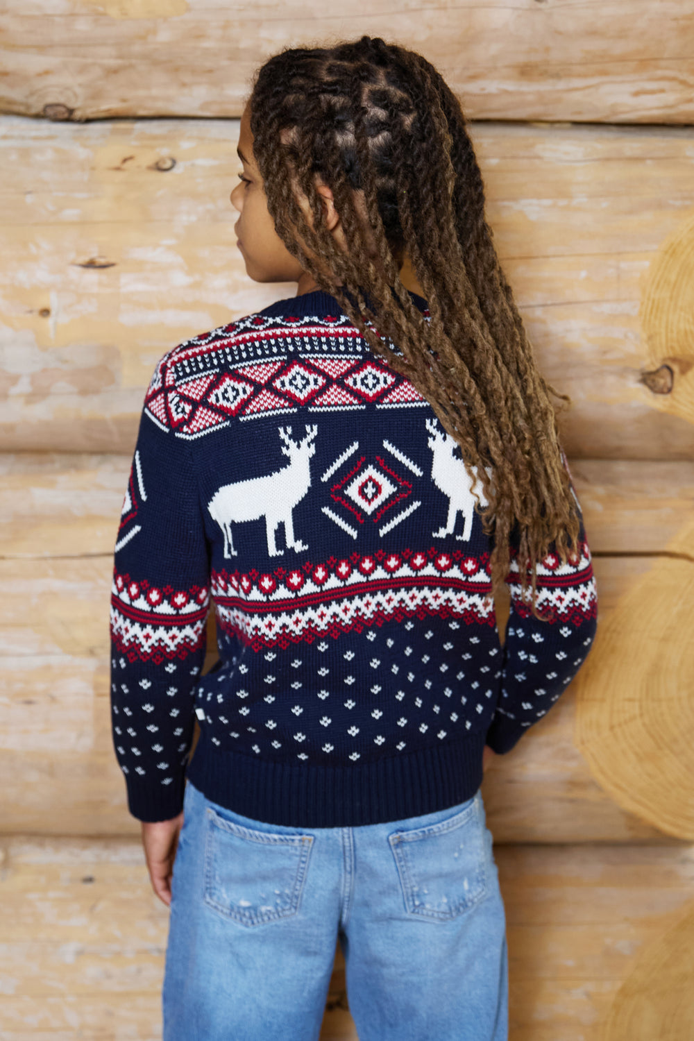 Kids Premium Reindeer Crew Neck Cotton Jumper