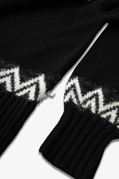 Ladies Digital Chunky Diamond Fairisle Jumper - Black