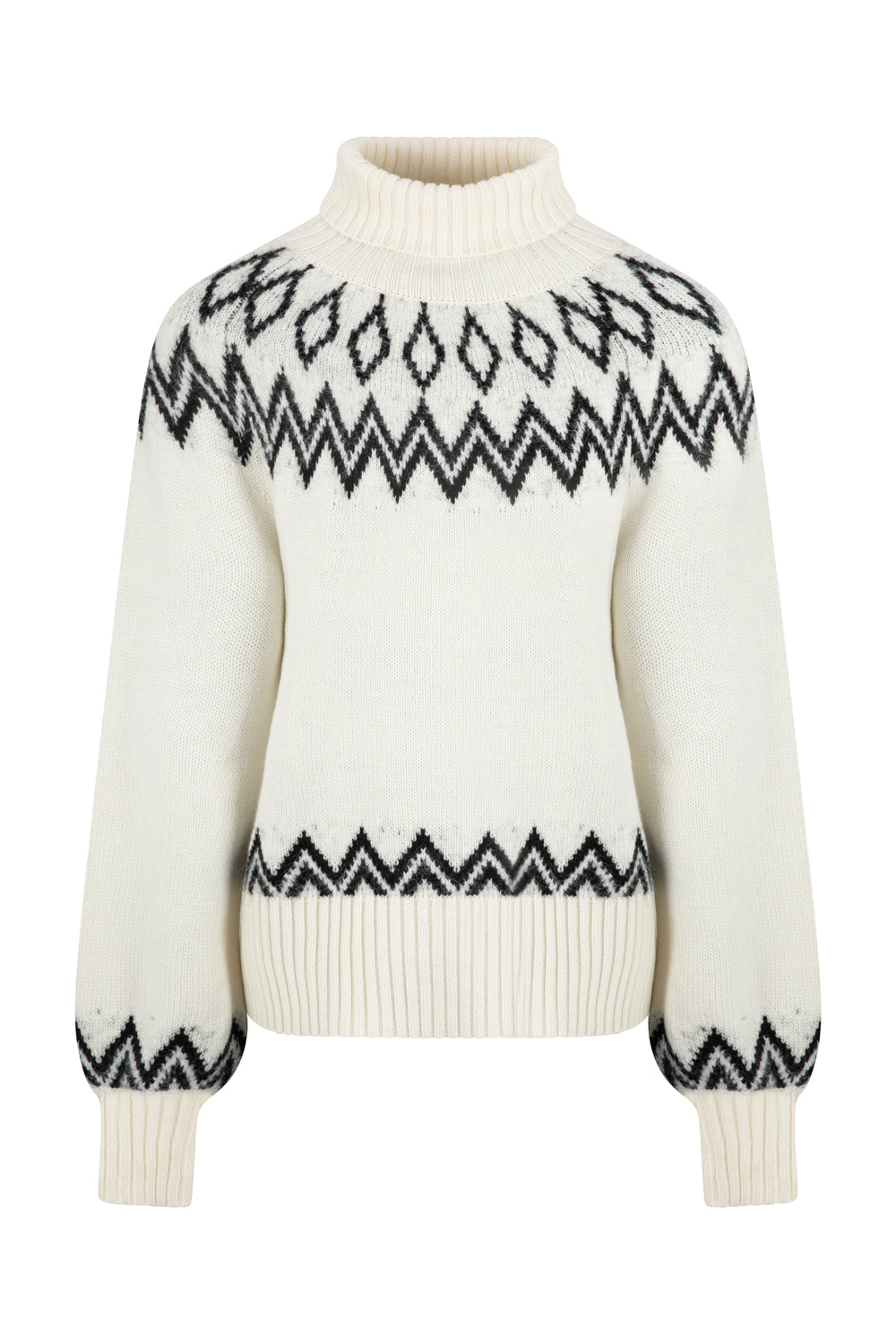 Ladies Digital Chunky Diamond Fairisle Jumper - Cream