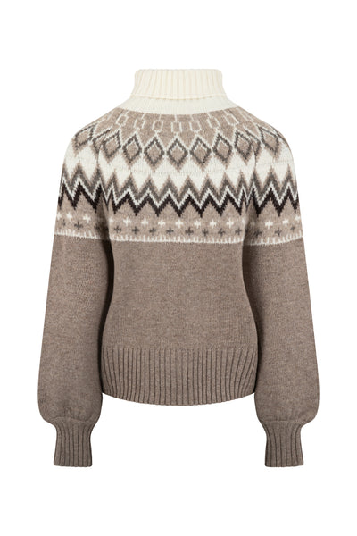 Ladies Digital Chunky Diamond Fairisle Jumper - Mouse