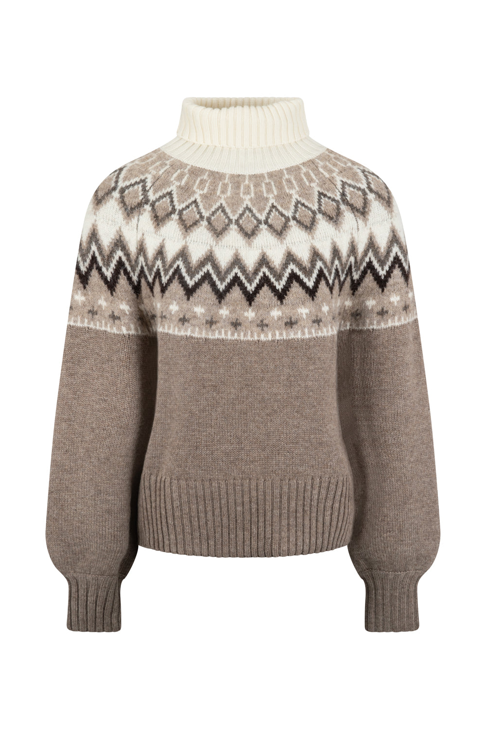Ladies Digital Chunky Diamond Fairisle Jumper - Mouse