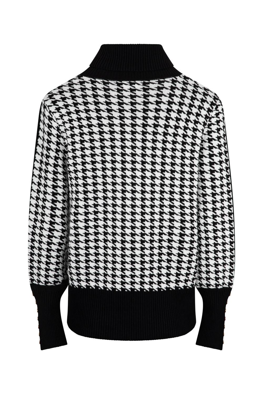 Ladies Smart Dogtoooth Knit Jumper - Black