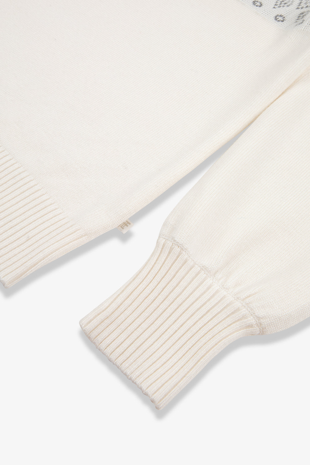 Kids Smart Linear Diamond Funnel Neck Knit Jumper - Cream