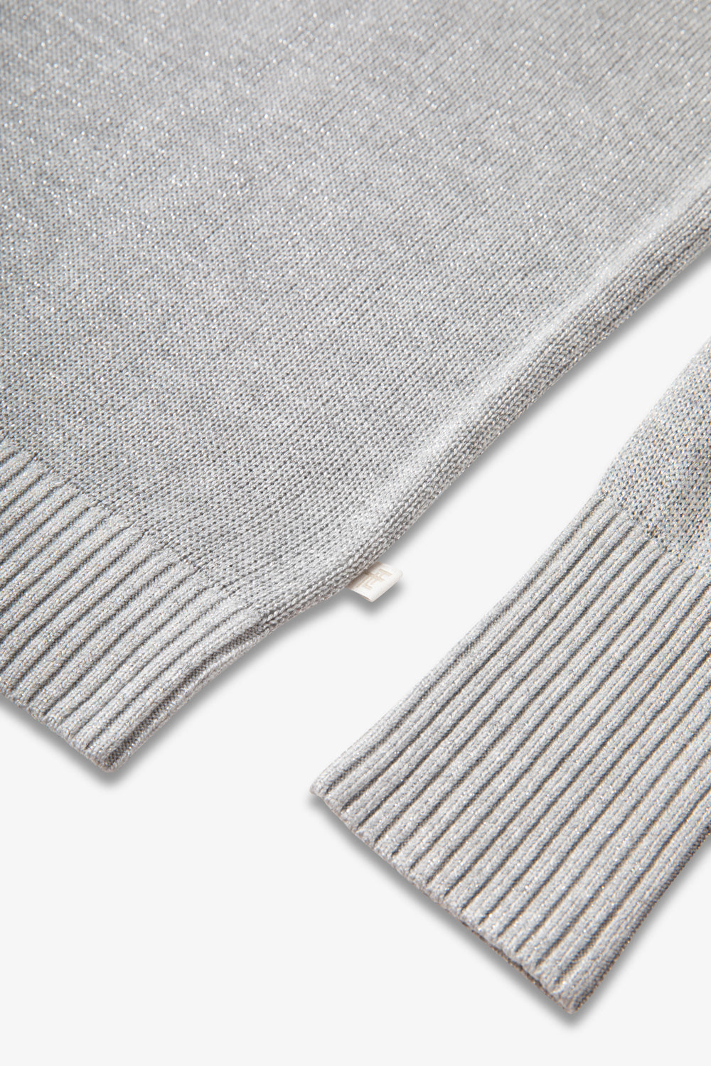 Ladies Glittery Smart Linear Diamond Knit Roll Neck Jumper - Silver