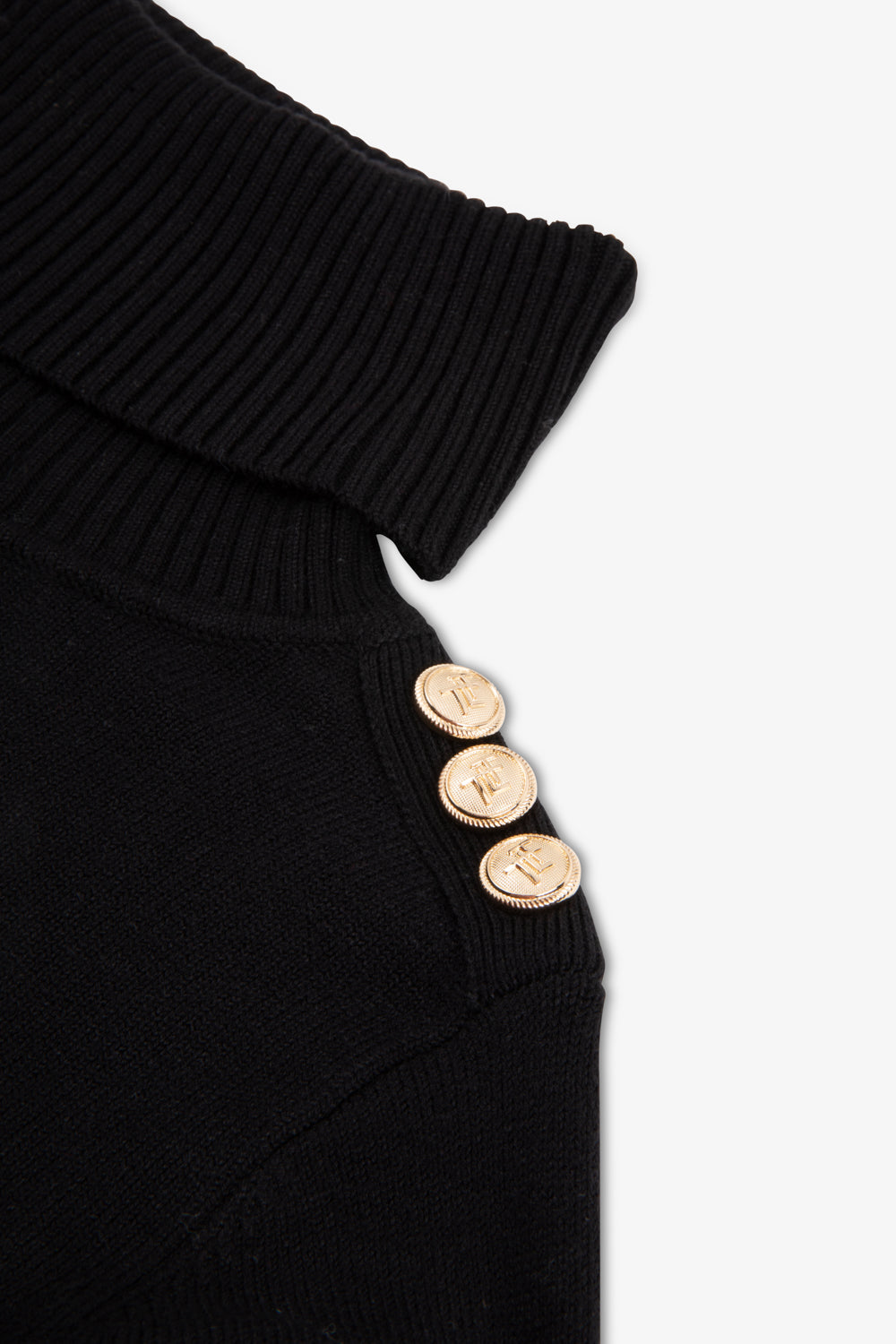 Kids Smart Roll Neck Knit Jumper with TLT Trims - Black