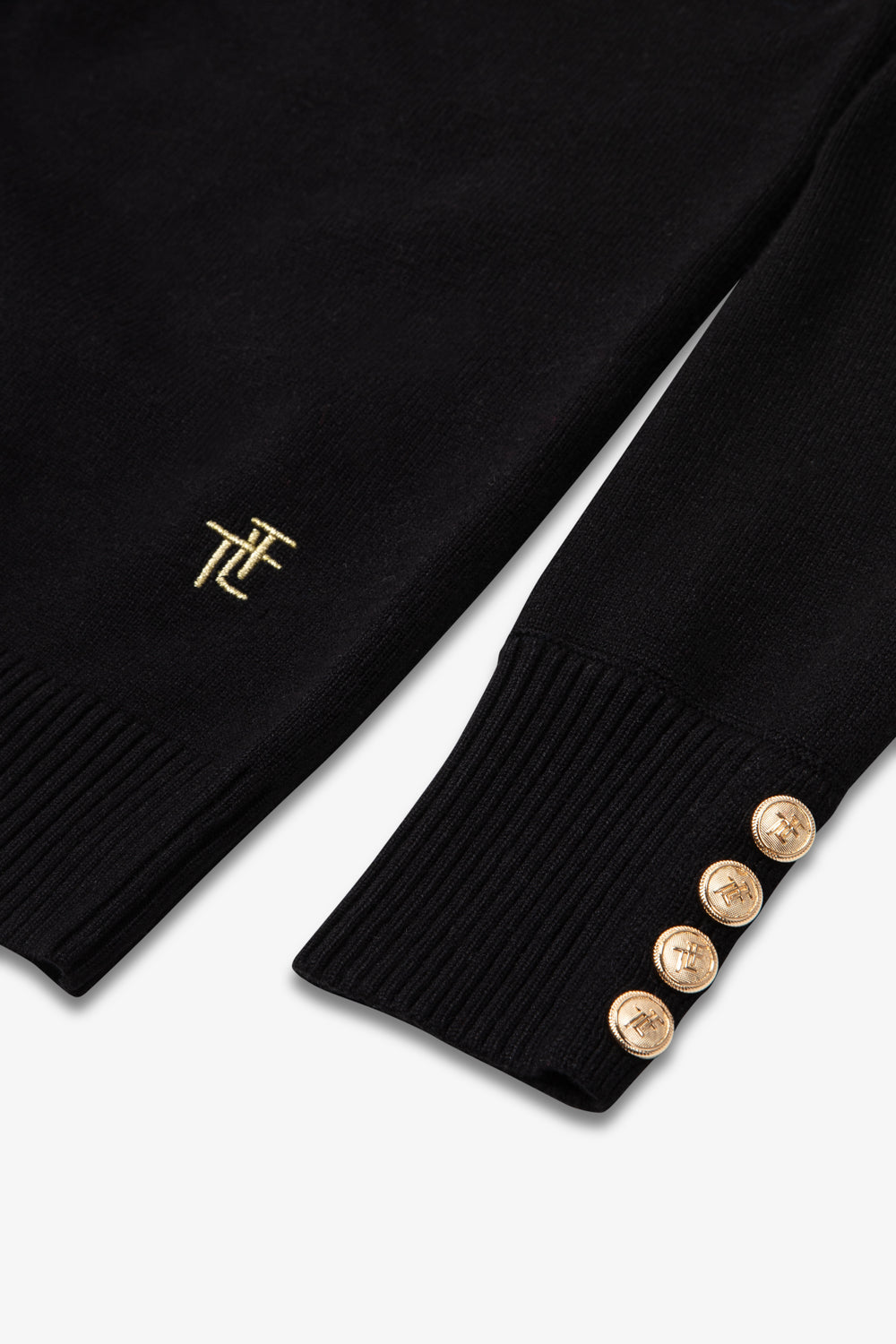 Kids Smart Roll Neck Knit Jumper with TLT Trims - Black