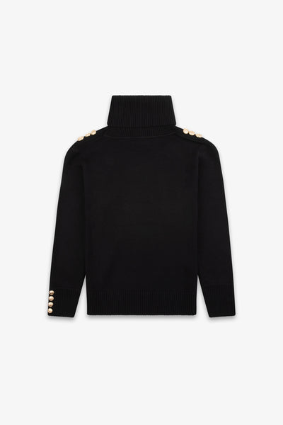 Kids Smart Roll Neck Knit Jumper with TLT Trims - Black