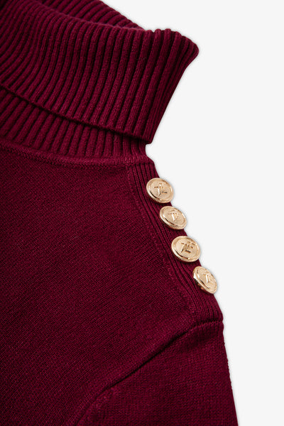 Ladies Smart Roll Nk Jumper with TLT Trim - Claret