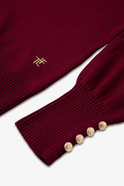 Ladies Smart Roll Nk Jumper with TLT Trim - Claret
