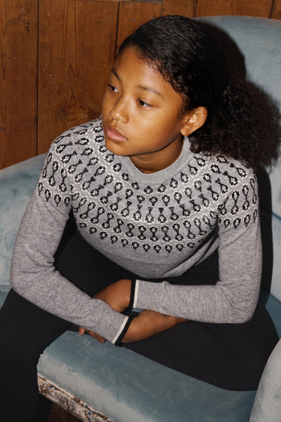 Kids Smart Fairisle Knit Jumper with lurex - Grey