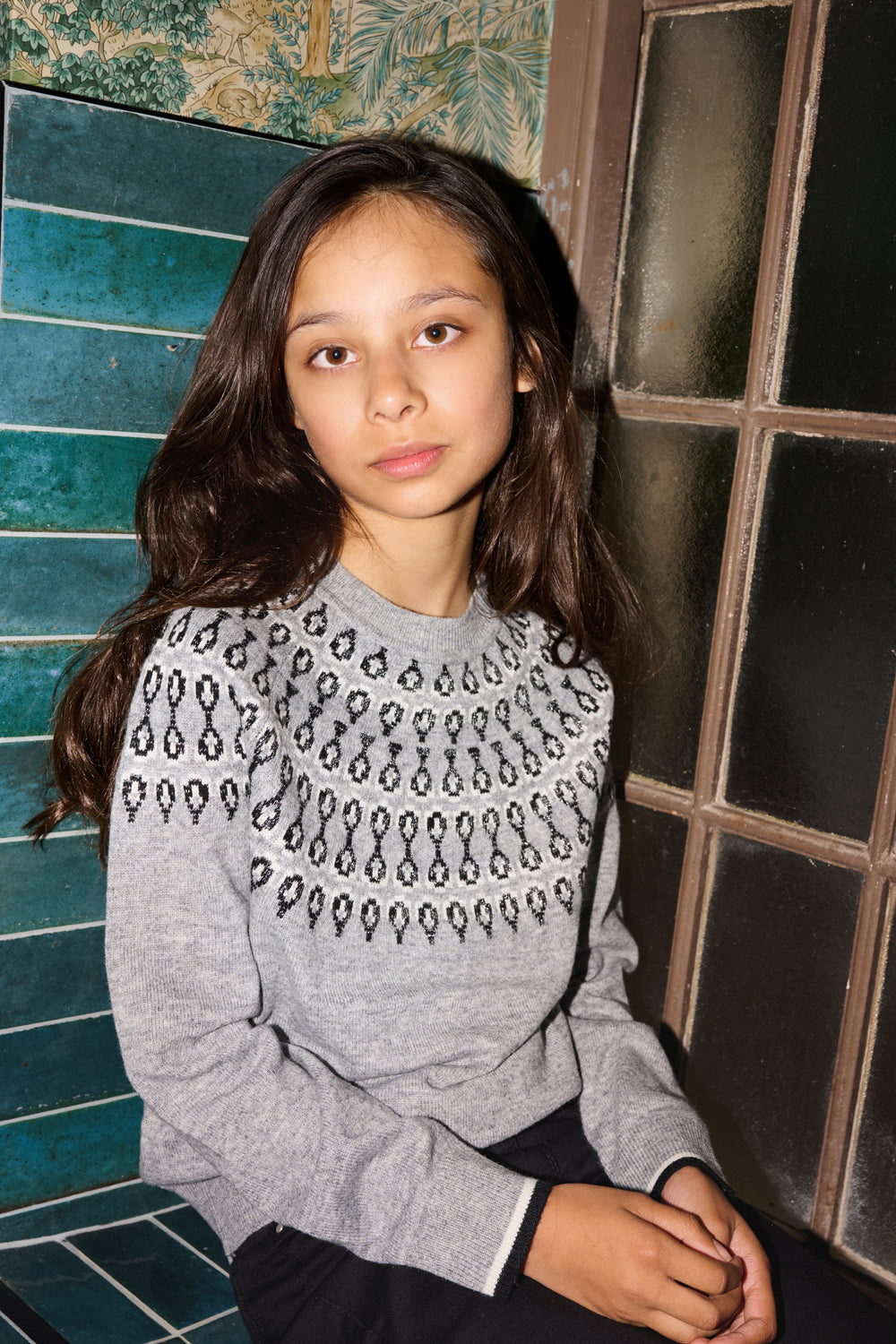 Kids Smart Fairisle Knit Jumper with lurex - Grey