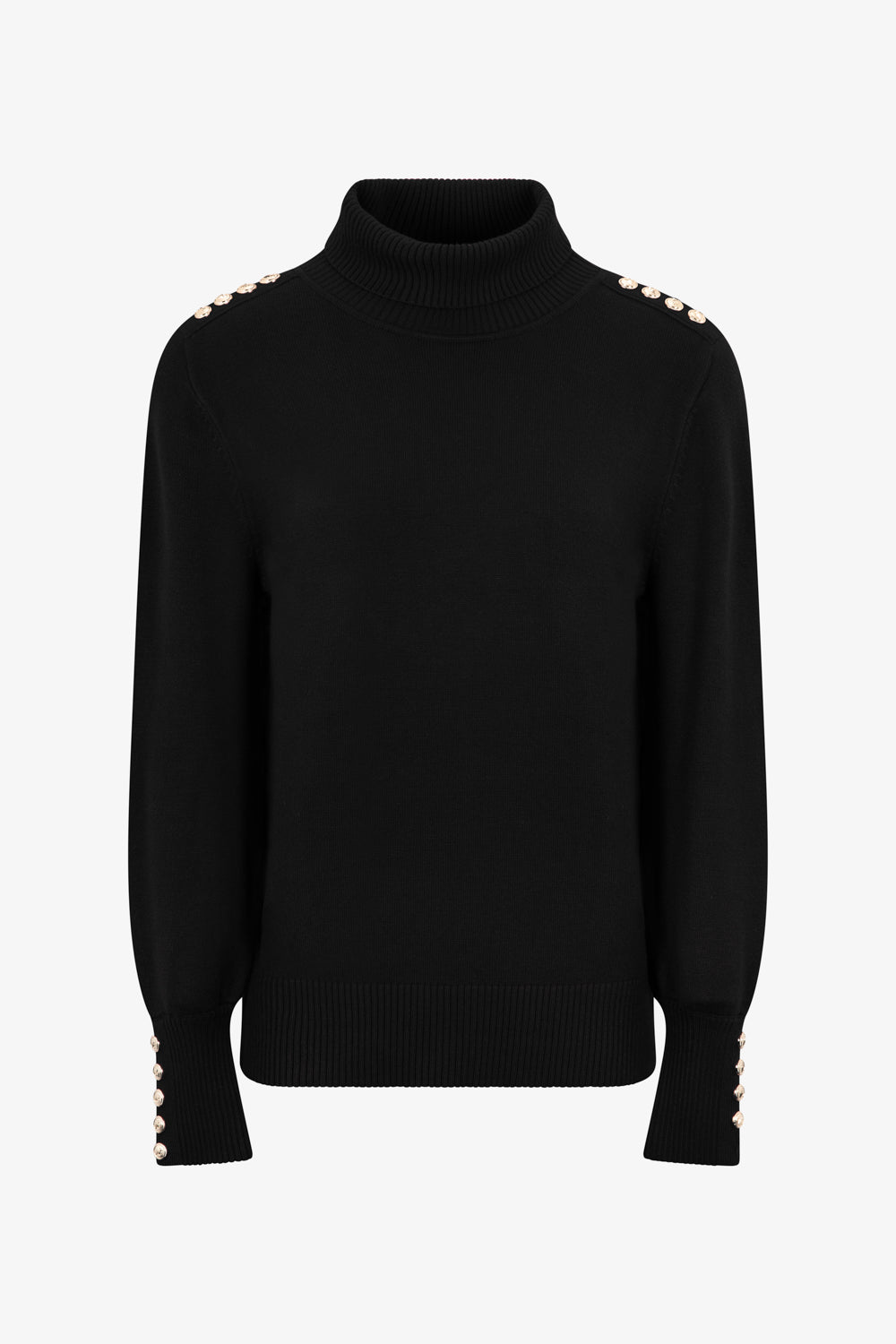 Ladies Smart Roll Nk Jumper with TLT Trim - Black