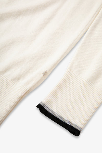 Ladies Smart Fairisle Knit Funnel Neck Jumper with lurex - Cream