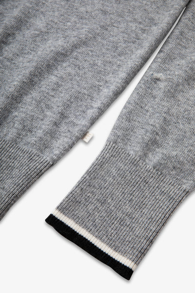 Ladies Smart Fairisle Knit Funnel Neck Jumper with lurex - Grey