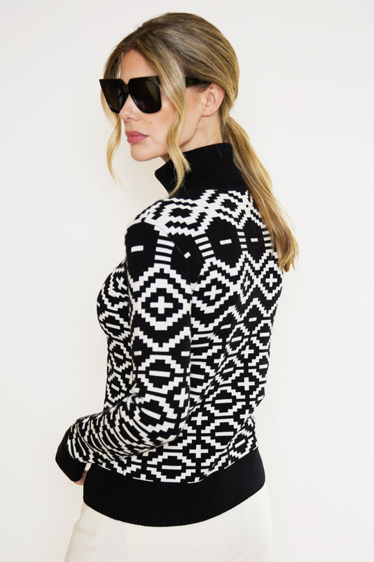 Geometric Turtle Neck Ski Jumper