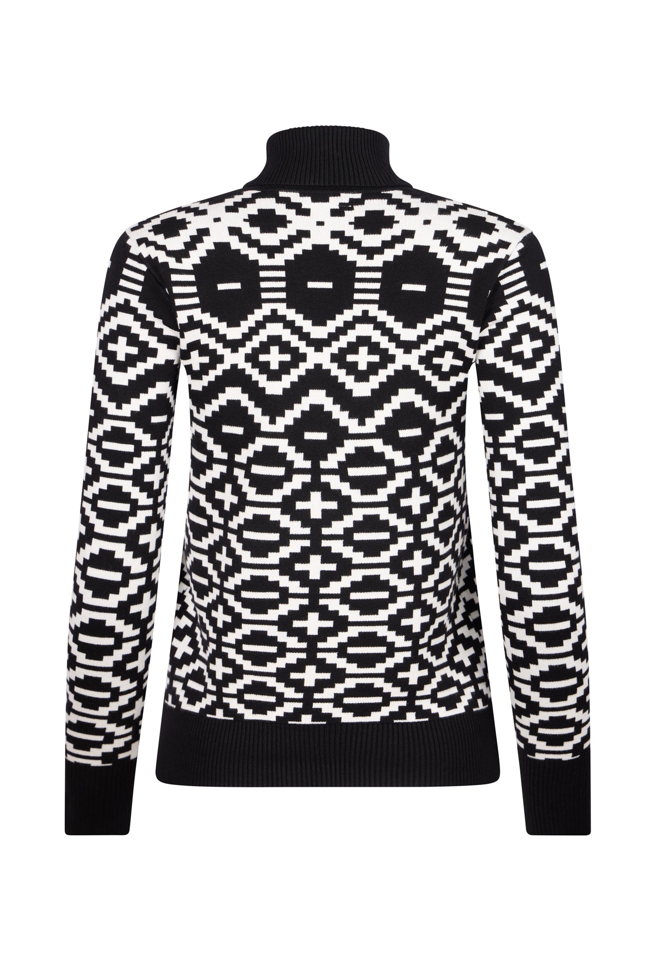 Black/ Cream Ladies Geometric Ski Jumper