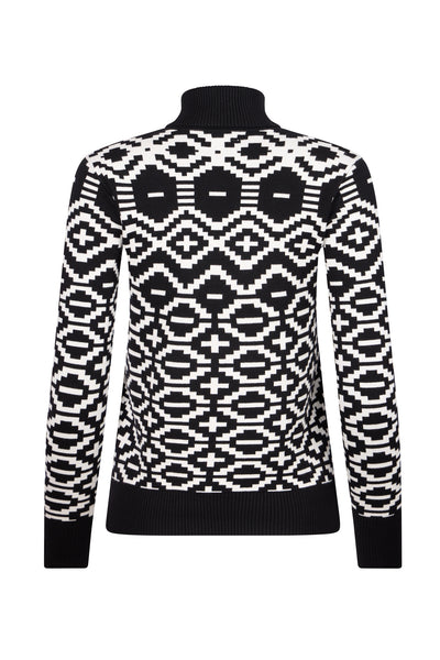 Black/ Cream Ladies Geometric Ski Jumper