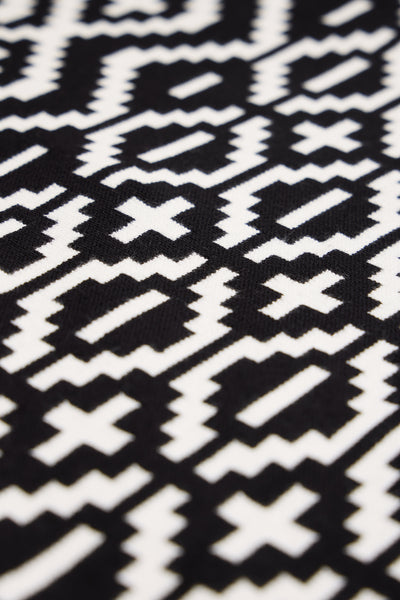 Black/ Cream Ladies Geometric Ski Jumper