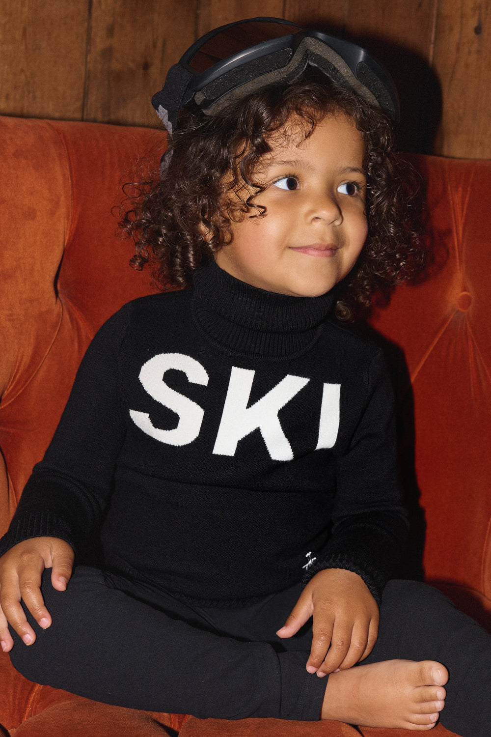 Black/ Cream Kids Ski Text Jumper