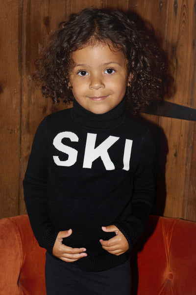Black/ Cream Kids Ski Text Jumper