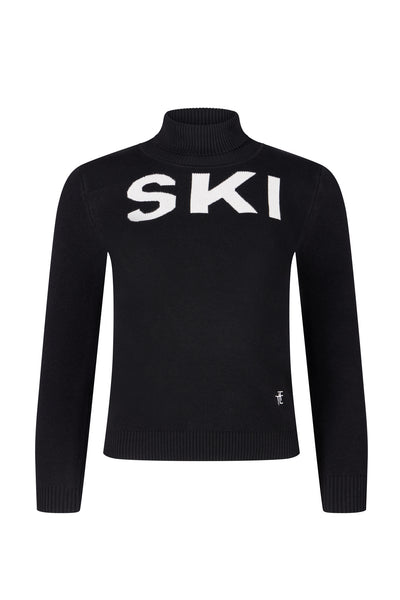 Black/ Cream Kids Ski Text Jumper
