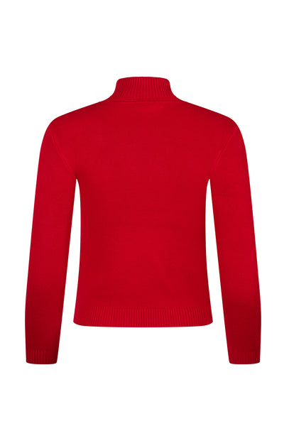 Red/ Cream Kids Ski Text Jumper