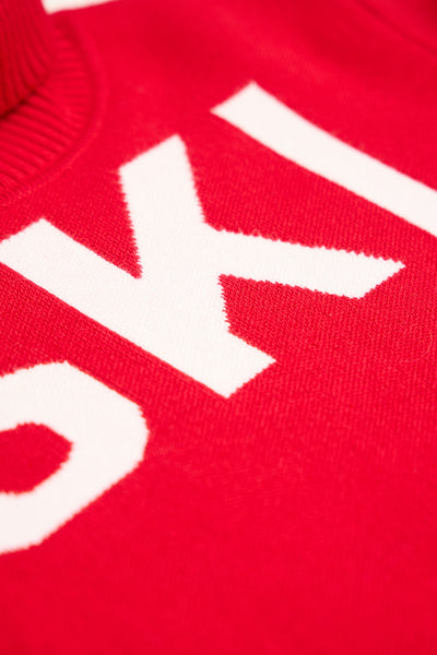 Red/ Cream Kids Ski Text Jumper