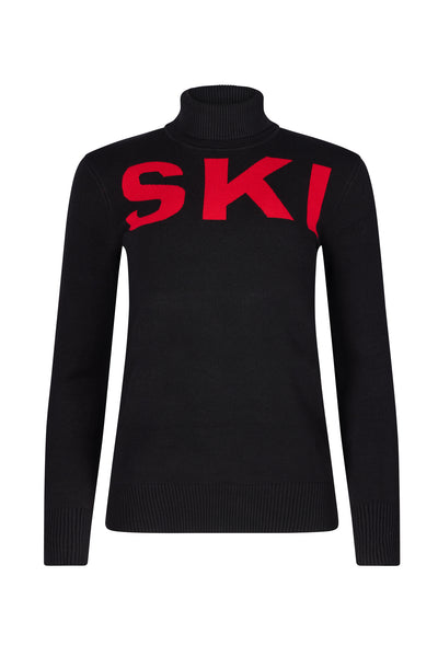 Black/ Red Ladies Ski Text Jumper