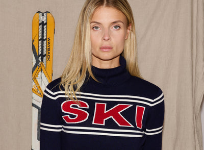 Navy Ladies Ski Text Jumper