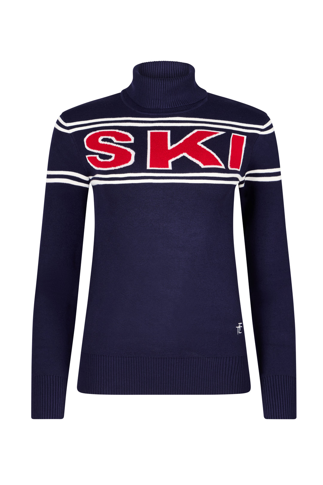 Navy Ladies Ski Text Jumper