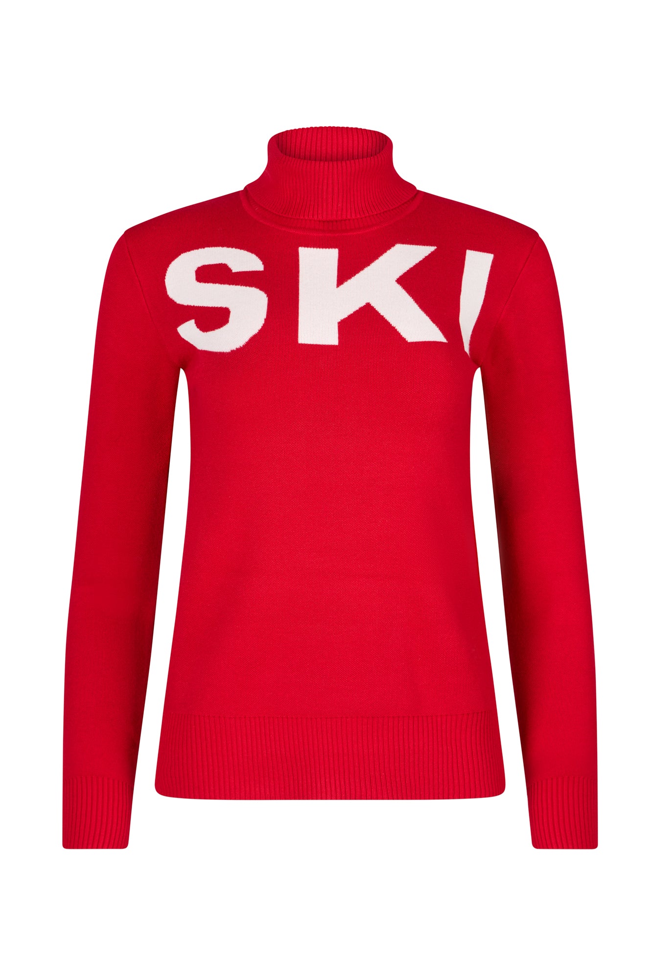 Red/ Cream Ladies Ski Text Jumper