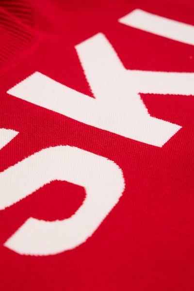 Red/ Cream Ladies Ski Text Jumper