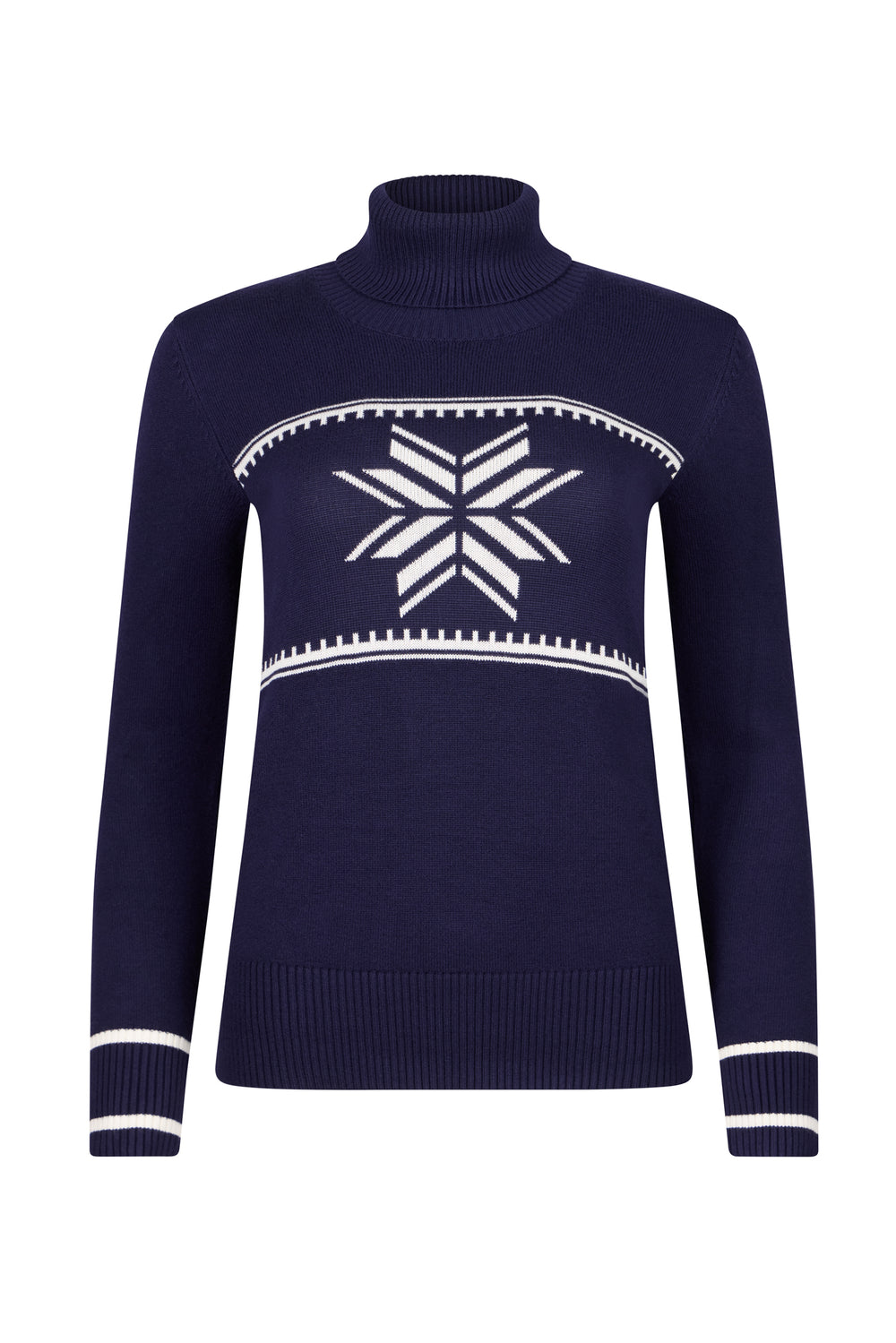 Navy Ladies Central Snowflake Ski Jumper