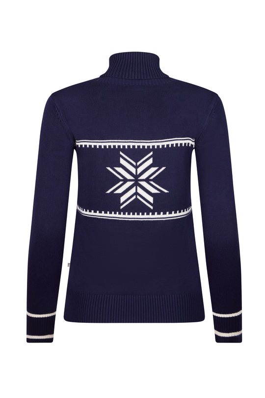 Navy Ladies Central Snowflake Ski Jumper