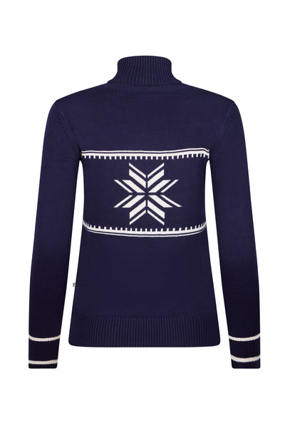 Navy Ladies Central Snowflake Ski Jumper