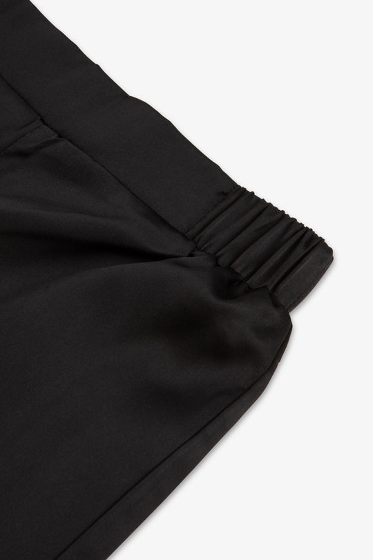 Black Satin Piped Button Through Pjs