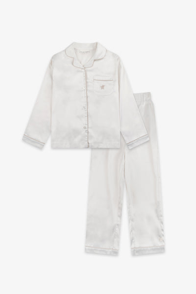 Cream Kids Satin Button Through Pjs