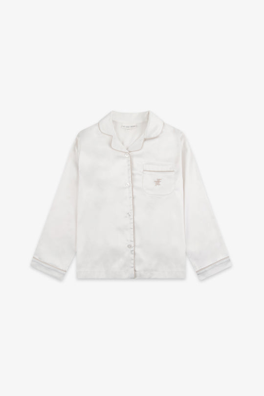 Cream Kids Satin Button Through Pjs