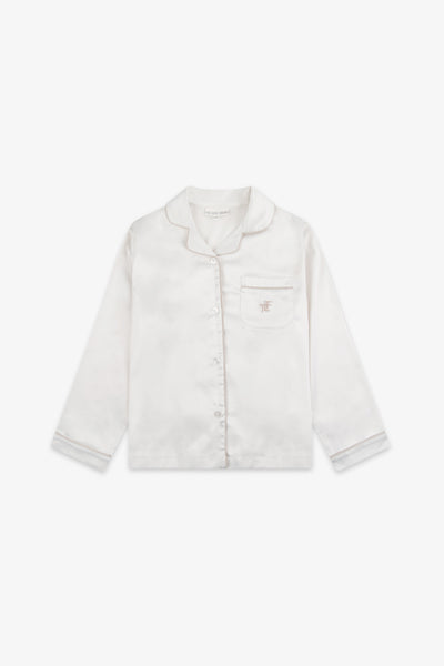Cream Kids Satin Button Through Pjs