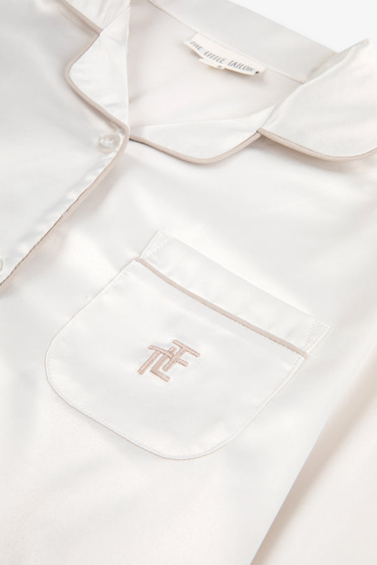Cream Kids Satin Button Through Pjs