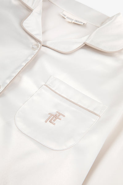 Cream Kids Satin Button Through Pjs