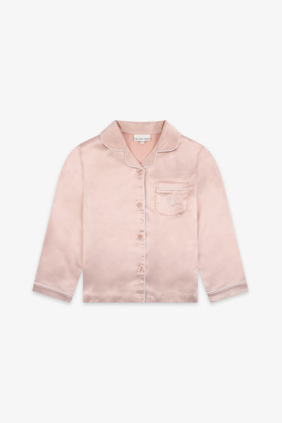 Dusky Pink Kids Satin Button Through Pjs