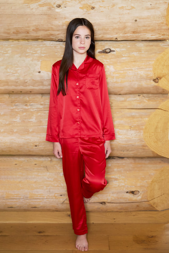 Kids Satin Button Through Pjs