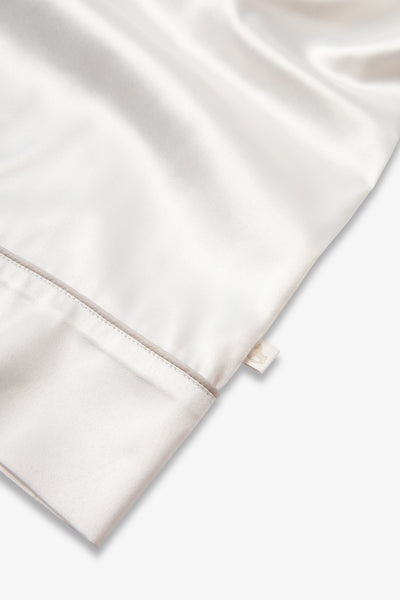 Cream Ladies Satin Piping Trim Button Through Pjs