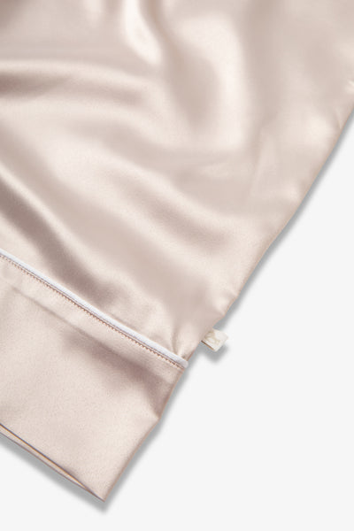 Natural Ladies Satin Piping Trim Button Through Pjs