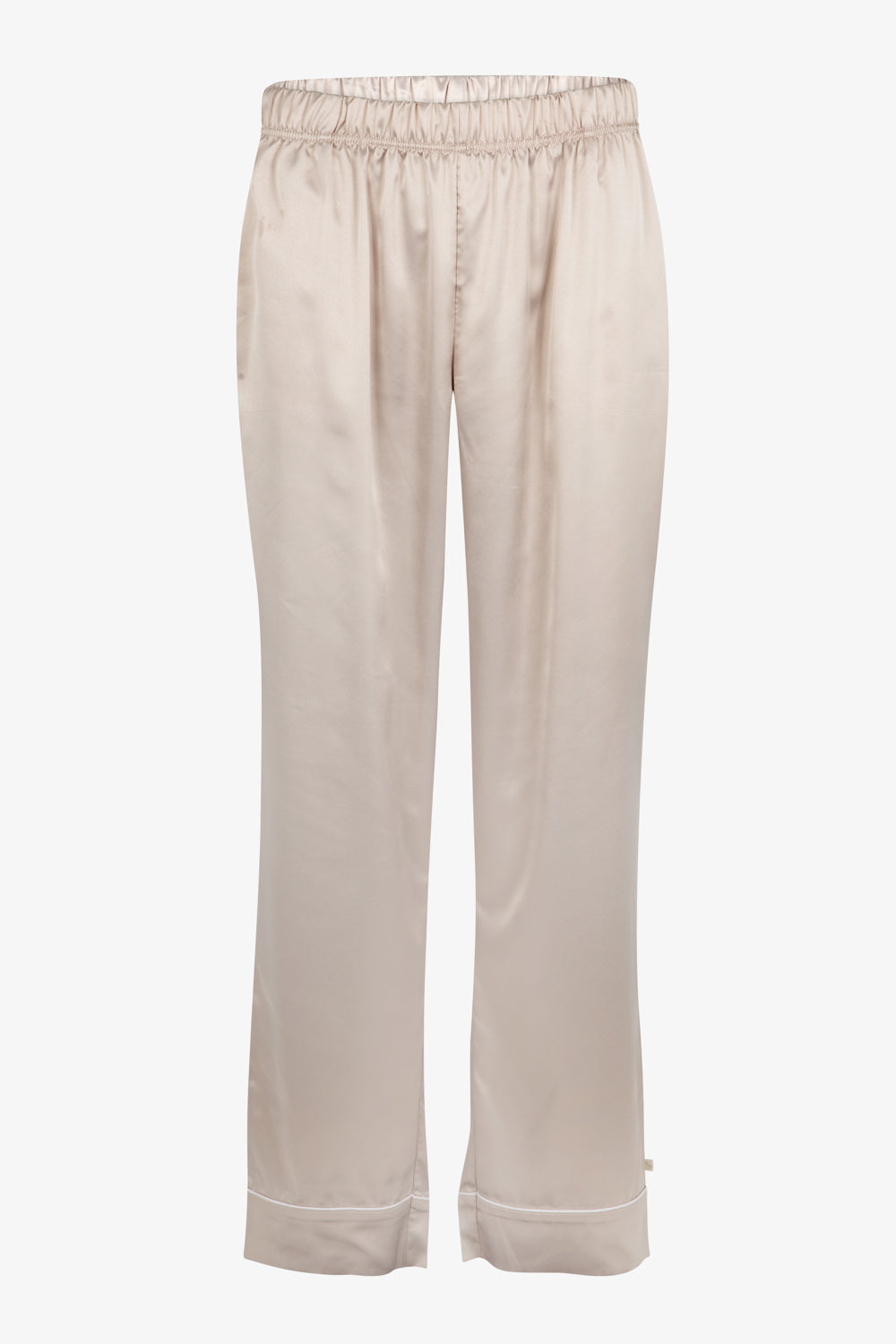 Natural Satin Piped Button Through Pjs
