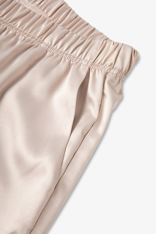 Natural Satin Piped Button Through Pjs
